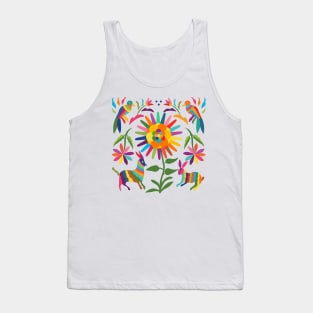 Mexican Otomí Floral Composition with birds, a goat, and a rabbit by Akbaly Tank Top